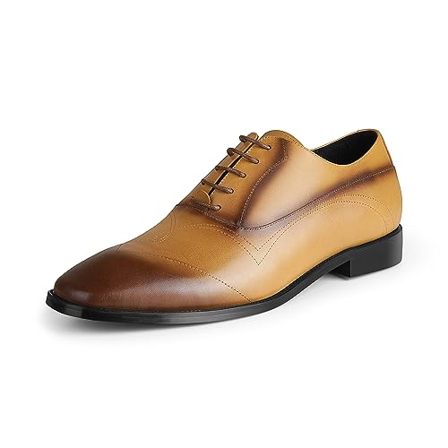Mens Oxford Leather Shoes, Lightweight and Breathable Dress Shoes for Men