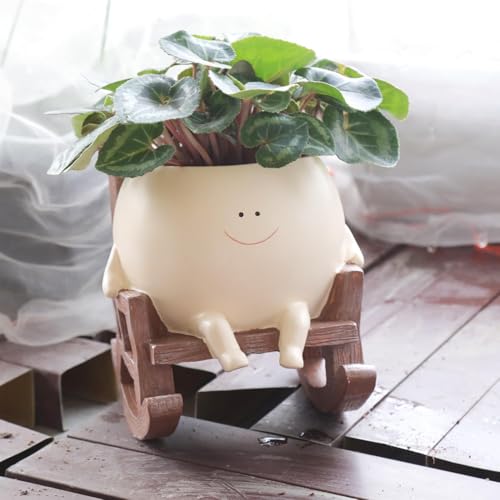 Camotank Smiley Face Rocking Chair Planters Flower Pots for Plants