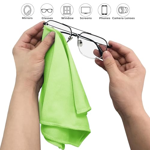 Image of Microfiber Utility Cleaning Towels | 400 GSM Ultra-Soft Cloths for Windows, Glass, Mirror, Car & Kitchen | Streak-Free, Lint-Free | 40 x 40 cm | Aqua Green | Pack of 4