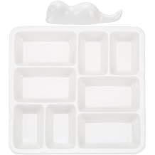 PLIGREAT 8 Wells Ceramic Artist Paint Palette, 6.9 Inch Porcelain Watercolor Palette with White Kitten Paint Brush Rest Ceramic Mixing Tray for Oil Painting Gouache Painting Craft Projects