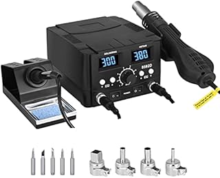Vogvigo 8582D I 2-in-1 Hot Air Gun Rework and Soldering Iron Station with , Heating Function, Soldering Iron Station with Digital Temperature Correction and Sleep Function