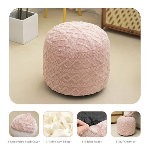 Round-Stuffed-Pouf-Ottoman-for-Foot-Rest-Faux-Fur-Poufs-with-Foam-Chunk-Filling-Storage-Ottoman-Pouf-Foot-Stool-Cushion-20-X-15-InchFloor-Poufs-Foot-Rest-for-Living-Room-Bedroom-Home-Decor-Pink Round Stuffed Pouf Ottoman for Foot Rest Faux Fur Poufs with Foam Chunk Filling Storage Ottoman Pouf Foot Stool Cushion 20 X 15 InchFloor Poufs Foot Rest for Living Room Bedroom Home Decor Pink