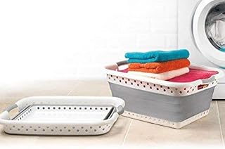 DWD ® Collapsible Laundry Basket  Large 58L Capacity Sturdy Folding Washing Bin with Comfortable Grip Handles  Neat and Tidy Space Saving Solution for your Dirty Clothing Home Bedroom