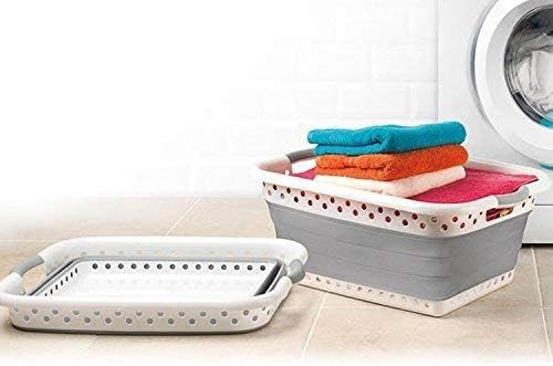 DWD ® Collapsible Laundry Basket  Large 58L Capacity Sturdy Folding Washing Bin with Comfortable Grip Handles  Neat and Tidy Space Saving Solution for your Dirty Clothing Home Bedroom