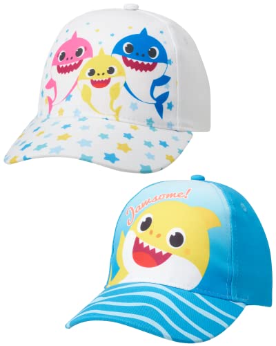 Nickelodeon Toddler Boys? Baby Shark Hat ? 2 Pack Adjustable Baseball Cap, Size 2-4T, Baby Shark White/Blue #TOP14