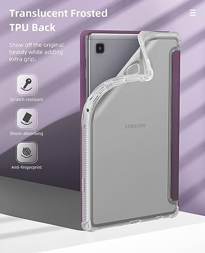 Image of MoKo Case Fits Samsung Galaxy Tab A7 Lite 8.7 inch 2021, Eggplant Purple | Slim Lightweight Smart Case Trifold Stand Case with Soft TPU Translucent Frosted Back Shell for Galaxy Tab A7 Lite