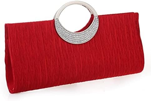 CROSSBABY Women Elegant Clutch Purse Rhinestones Pleated Wedding Clutch Handbag Formal Evening Bag Party - Image 4