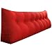 VERCART Coussin de Lecture, Oreiller Traversin Soutien Dorsal, Triangulaire Coussin à Coins, Gros Coussin Canapé, Coussin tête de Lit Dossier, Oreiller de Repos Cale Dos en Lin Rouge 200CM