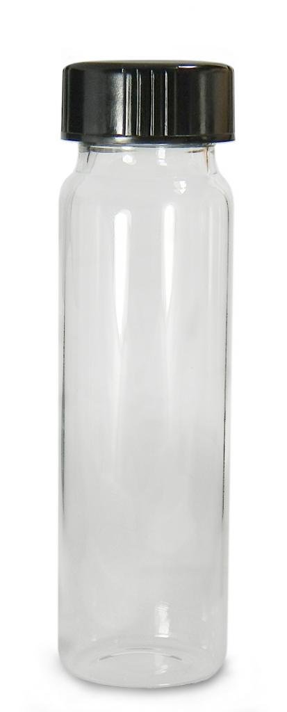 Qorpak GLC-00983 Borosilicate Glass 4mL Clear Type I Screw Thread Vial, with Black Phenolic Pulp/Vinyl Lined Cap, 15mm Diameter x 45mm Height (Case of 144)