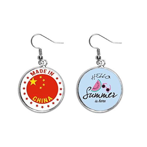 Pendientes de sandía amarillos y rojos con estrellas de diseño divertido y alegre
