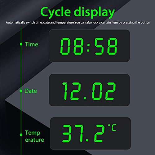 Stick-On - Orologio digitale per auto con 24 ore e...