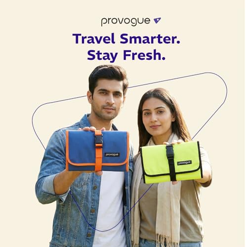 Image of Provogue Trifold Toiletry Kit for Men and Women, Polyester Cosmetic kit, Travel Organiser Pouch with Foldable Design and Buckle Closure, Travel Accessory for Men and Women, Electric Blue