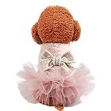 Toysructin Dog Clothes Girl, Luxury Bow Pet Skirt Cute Sweet Puppy Dress Plush Vest Lace Princess Dr