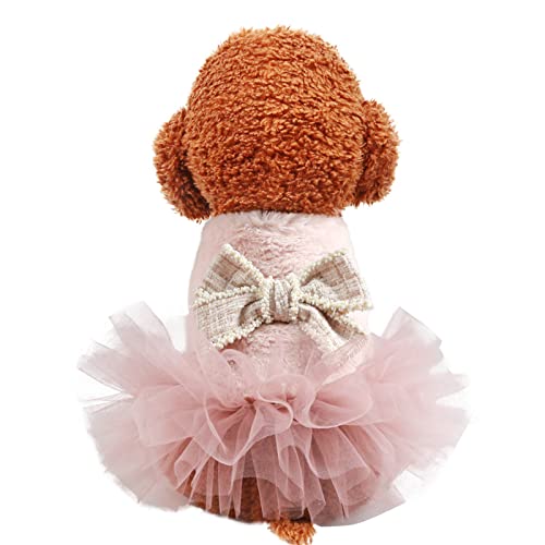 Toysructin Dog Clothes Girl, Luxury Bow Pet Skirt Cute Sweet Puppy Dress Plush Vest Lace Princess Dresses For Cold Weather, Fleece Lined Winter Coat Dogs Warm Apparel Coats For Small Medium Large Pets #TOP7