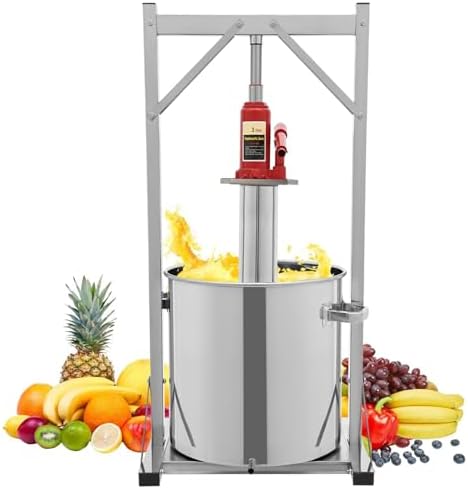12L Stainless Steel Hydraulic Fruit Wine Press - Manual Cider & Grape Crusher for Juice Making - Premium DIY Wine Making Supplies & Equipment