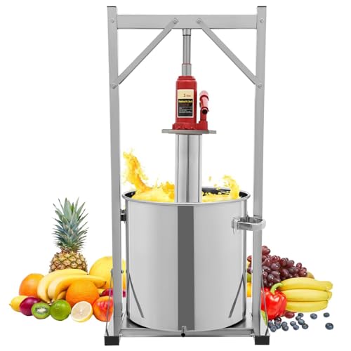 guoyjmm Pressoir à Fruits, Presse à Vin de Fruits 12/22 L, Presse Domestique Manuelle, Presse à Cidre Hydraulique en Acier Inoxydable, pour vin de Riz, Miel, Légumes, Vin,12L