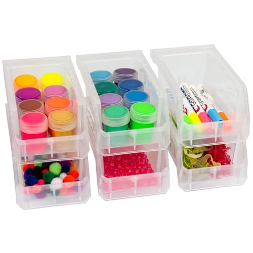 Image of ReadySpace Plastic Containers for Organizing and Storage Bins for Drawers, Desks, Office Organization, and Garage, Stackable Bins, Small (3 inch x 7 inch x 4 inch), 12-Pack, Clear
