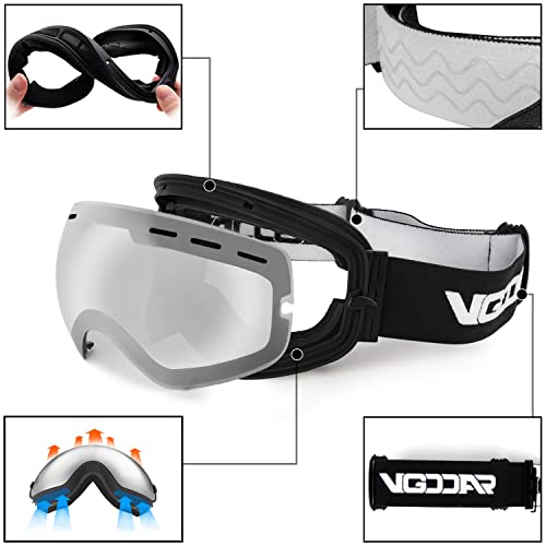 Vgooar Otg Ski Goggles, Frameless Ski Goggles With Anti-Fog Double Spherical Lens, 100% UV400 Protection Ski Snow Goggles For Men/Women - 5