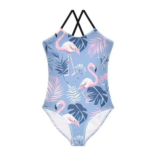 Flamingo Leaves Girls One Piece Swimsuit Beach Swimwear 20855997