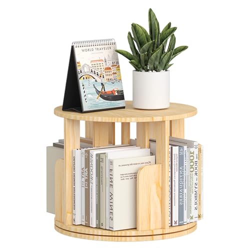 YGYQZ Drehbares Bücherregal, Massivholz Drehbar Bücherregal Kinder 1 Stöckiges Standregal 360° Display Schmales Lagerregal Für Kinder & Erwachsene