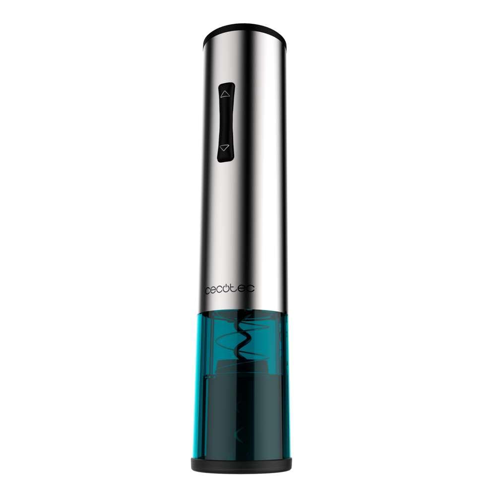 Cecotec Sacacorchos Eléctrico InstantCork 1000 Gourmet. Abre Botellas en solo 8 segundos, Funciona con 4 Pilas, Luz LED, Aguja helicoidal de Acero, Cuerpo de acero inoxidable
