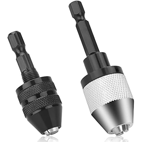 Keyless Drill Chuck Conversion Tool,2 Pcs 1/4 Inch Hex Shank Keyless Drill Chuck Adapter,0.3-6.5 mm&0.3-3.6 mm Quick Change Converter for Micro Drill Bit,Drill Chuck Adapter,Conversion Tool Cover