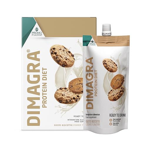 Dimagra Protein Diet - Integratore Proteico Pronto da Bere per Dieta Chetogenica e Controllo del Peso - Low Carb, Alto Contenuto Proteico - Gusto Biscotto - 7 Pouch da 220 g