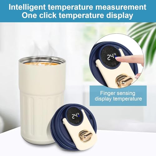 Image of 460 ml Stainless Steel Coffee Mug with Digital Temperature Display Travel Tumbler Vacuum Insulated Thermos Cup Leak Proof Lid Double Wall Mug for Hot Cold Drinks Office Home Car Travel