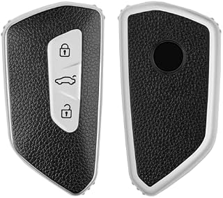 kwmobile Etui na kluczyki samochodowe, kompatybilne z VW Golf 8, 3 przyciski, kolor srebrny, czarny