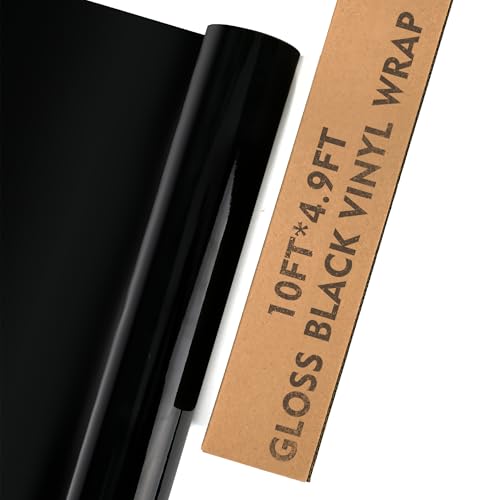 Image of Car Wrap Vinyl, 10ft x 4.9ft Gloss Black Vinyl Wrap for Cars Body Protection, Scratch Resistance with Air Release Technology (Gloss Black)