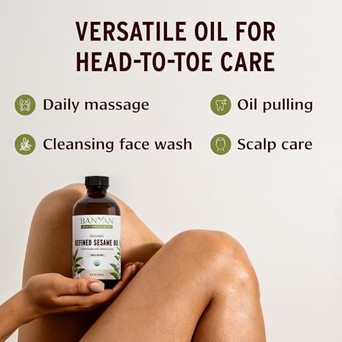 Banyan Botanicals Organic Refined Sesame Oil – Premium Ayurvedic Massage Oil for Body & Skin – Light & Mild Scented Warming Oil for Abhyanga Self-Massage – 16 oz – USDA Organic by Banyan Botanicals - Image 4