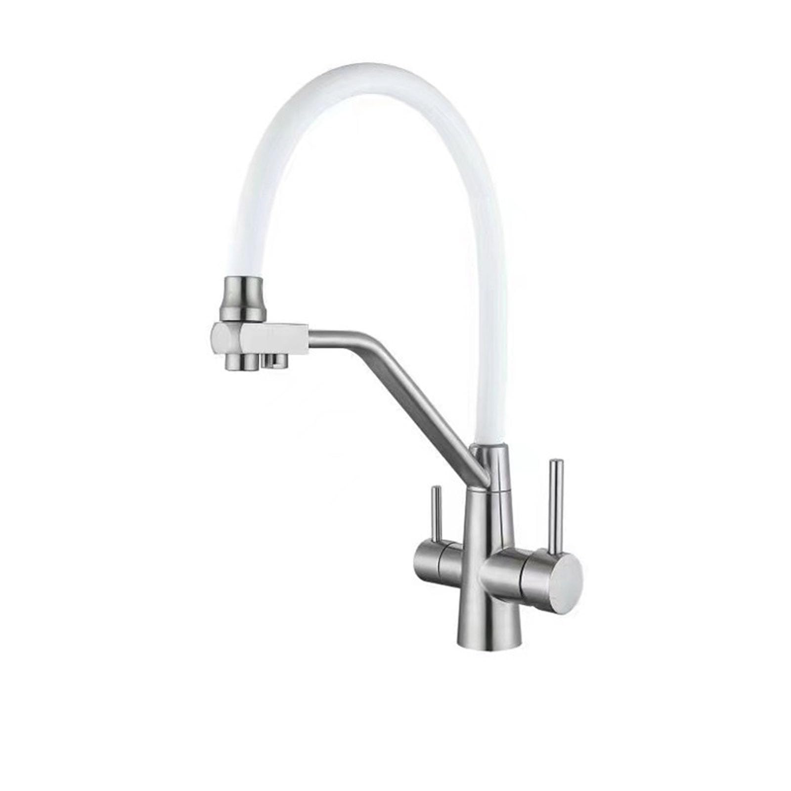 FCXWEVR 3-Way Kitchen Faucet with Dual Lever 360° Swivel Brushed Stainless Steel Grifos Cocina Fregadero Osmosis Water Filter Potable Drinking Water Tap