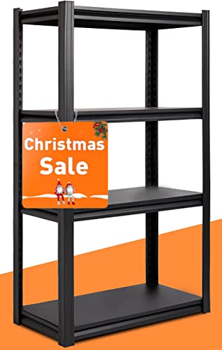 Raybee Garage Shelving Heavy Duty Garage Storage Shelves Metal Shelving with 1600 LBS Capacity Adjustable 4 Tier Heavy Duty Shelving Metal Shelves for Storage Industrial Storage Shelving Racks Black