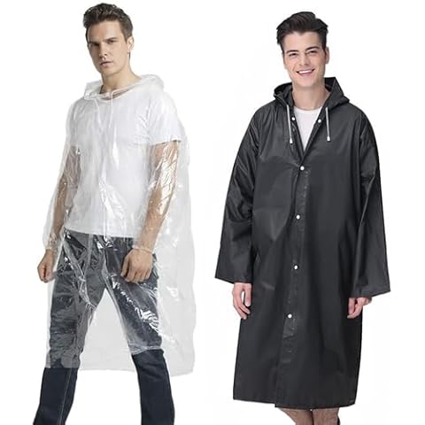 Cosowe Rain Poncho Raincoats with Hood for Adults and Kids (5 Pack Disposable Ponchos +2 Pack Reusable Raincoats) Cover