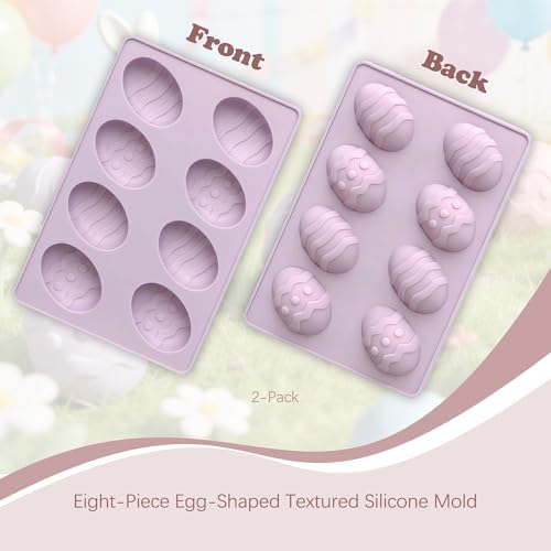 GARBODIY 8 Cavity Easter Egg Silicone Mold, Food Grade Non-Stick Baking Mold for Mousse Cake, Chocolate, Pudding, Jelly, DIY Oskrieel Soap, Easter Dessert Making (2Pack) - 1