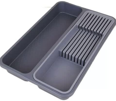 Ama-zing homes Kitchen Drawer Cutlery Tray Spoon Fork Utensil Storage Organiser Knife Block Holder Plastic Storage Rack Kitchen Tableware Tray