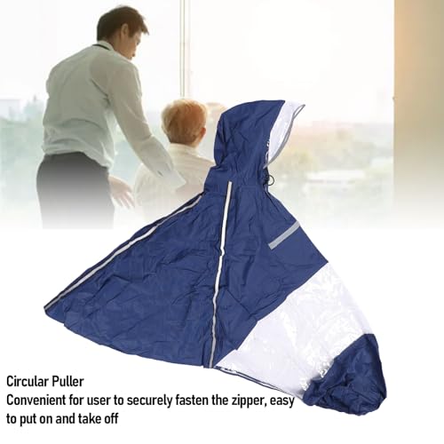 Capa impermeable de lluvia de nailon con bandas reflectantes y capucha transparente 2