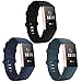 Produktbild Adepoy für Fitbit Charge 3 Armband, Verstellbarer klassischer Sport Ersatzarmband Kompatibel mit Fitbit Charge 3/ Charge 3 SE, Damen Herren (3er Pack,Schwarz/Marine/Cyan, Groß)