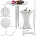 Produktbild tectake® Gastro Stehtisch klappbar, Bistrotisch mit Husse, Tisch Ø80cm, Stehtisch mit MDF-Tischplatte, Gartentisch klappbar, Klapptisch, rund, Stahlgestell, stabil und robust - weiß