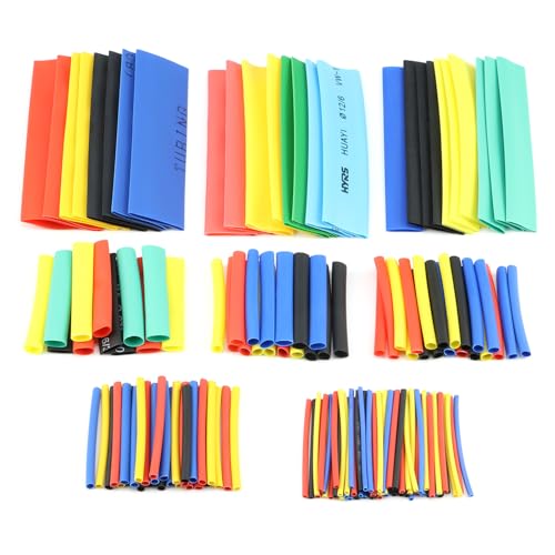 164PCS Heat Shrink Tubing Kit 2:1 Electric Insulation Heat Shrink Tube, 5 Colors 8 Sizes for Industrial, Automotive, Wire and Cable Repair