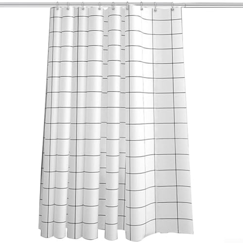Getdoublerich Funktioneller PEVA-Duschvorhang mit trendigem Karo-Druck für jedes Badezimmer (180 x 180 cm)