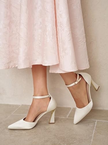 Image of Juliet Holy Womens Pumps Point Closed Toe Heels Buckle Ankle Strap D'Orsay Heeled Sandals