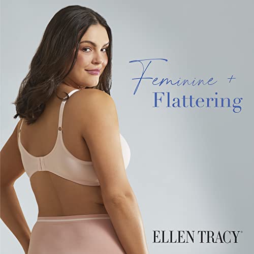 Ellen Tracy Everyday Micro Wire-Free T-Shirt Bra - Smoothing Comfort - Adjustable Straps - 2-Pack Multipack - 34B Nude/Black #TOP5