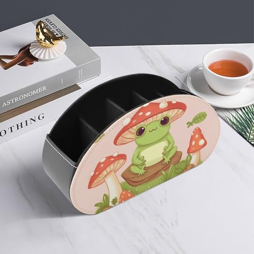 Support de télécommande en cuir PU grenouille et champignon design soigné