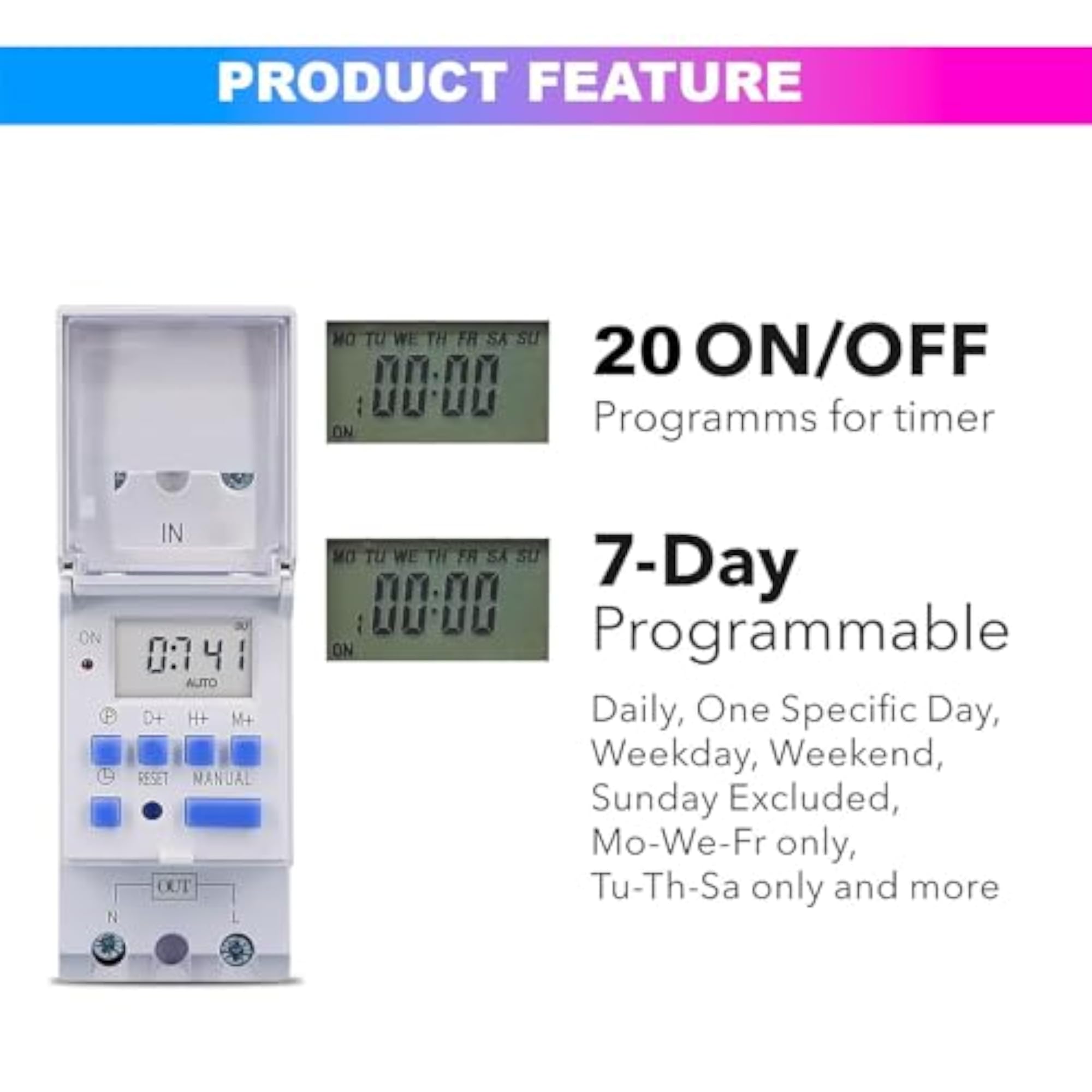 4-in-1 Digital Timer Switch Relay 30A 220VAC