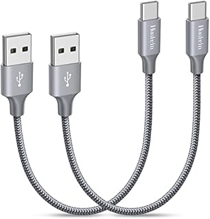 Huukein Short USB C Cable [0.3M, 2-Pack], Nylon Braided 30CM USB Type C Fast Charging Charger Lead Compatible with Samsung Galaxy S20 S21 5G S10 S22 S9 S8 Plus, A21s A40 A41 A50 A51 A70 A71 M30 M31