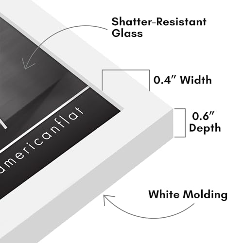 Americanflat 5x7 Picture Frame with Shatter-Resistant Glass - Streamline Collection - Thin Border Photo Frame for Tabletop and Wall Display - Hanging Hardware and Easel Stand Included - White