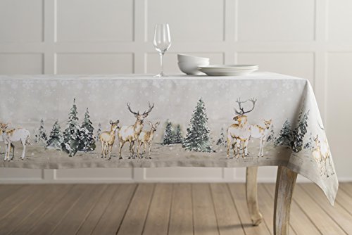 Maison D' Hermine 100% Cotton Table Cloth Deer In The Woods Tabletop Cover Kitchen Dining Tablecloth Great For Parties Wedding Use Thanksgiving/Christmas (Rectangle, 54"X72") #TOP2