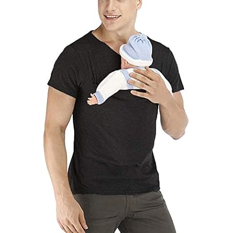 HSDCK Kangaroo Care Dad T-Shirt Short Sleeve Baby Wrap Carrier Skin-To-Skin Pocket Daddy Tank Top Baby Wrap Carrier Pocket,Black,L Cover