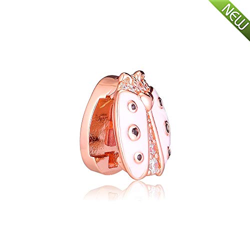 PANDOCCI 2019 Spring Rose Reflexionen rosa Marienkäfer Clip Perle 925 Silber DIY passt für Original Pandora Armbänder Charme Modeschmuck